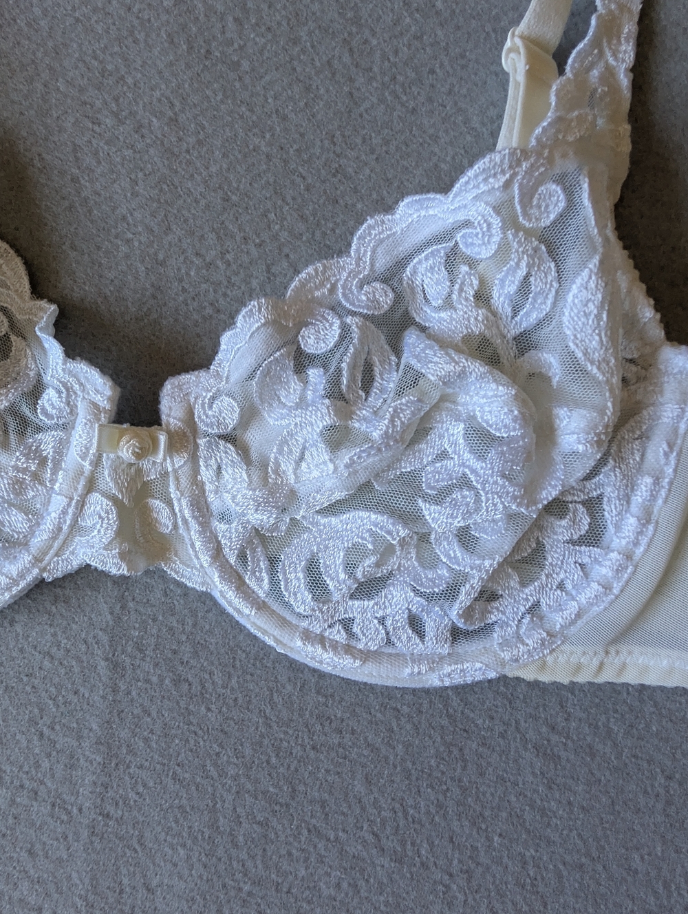 Vintage Wacoal Lace Arabesque Style 85199 Unlined Underwire Bra Ivory White 36B image 2